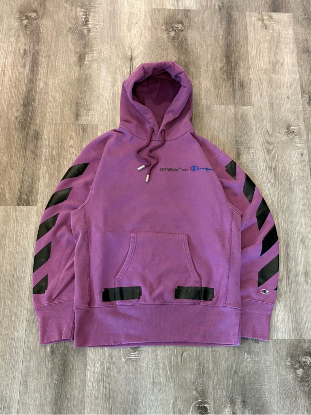Off-White x Champion Purple Arrows Hoodie Size M